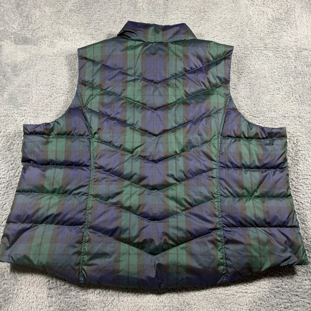 Lands End Black Watch Plaid Down Puffer Vest Full Zip Multicolor‎ Size 3XL